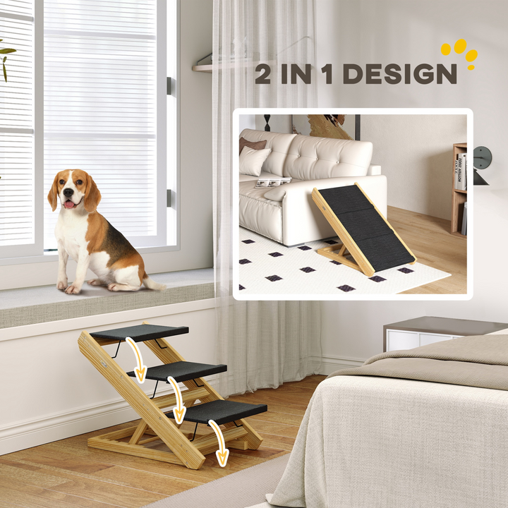 PawHut Adjustable Dog Steps & Ramp - Non-Slip, Foldable 3-Step Stairs for Medium Sized Dogs - Premium  from Home Treasures - Just £68.99! Shop now at Home Treasures