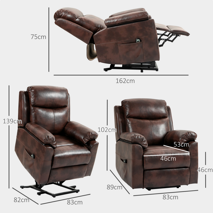 Dark Brown Electric Riser and Recliner Lift Chair with Remote Control, Side Pockets, and Pocket Spring - Ultimate Comfort and Support - Premium  from Home Treasures - Just £433.99! Shop now at Home Treasures