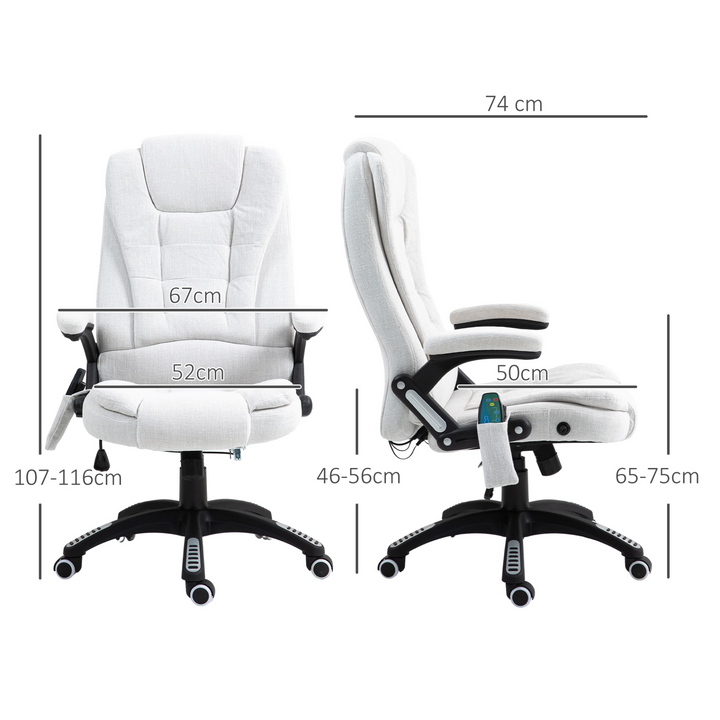 Vinsetto Cream White Massage Office Chair with Heated Vibration, 360° Swivel, and Linen-Feel Fabric - Ultimate Comfort & Style - Premium  from Home Treasures - Just £164.99! Shop now at Home Treasures