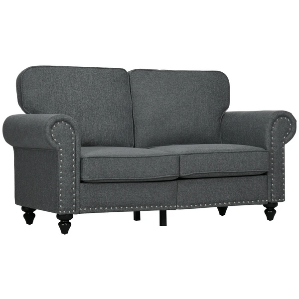 Stylish Charcoal Grey Mid-Century Two-Seater Sofa w/ Pocket Springs - Comfortable and Elegant Seating - Premium  from Home Treasures - Just £364.99! Shop now at Home Treasures