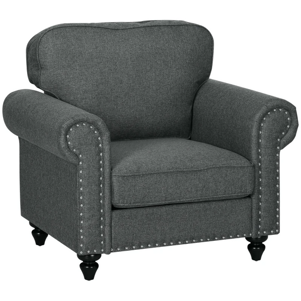 Mid-Century Armchair, Single Sofa w/ Pocket Springs in Dark Grey - Comfortable Living Room Furniture - Premium  from Home Treasures - Just £206.99! Shop now at Home Treasures