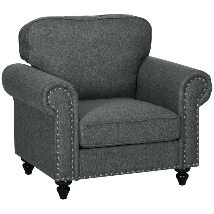 Mid-Century Armchair, Single Sofa with Pocket Springs, Dark Grey - Comfortable Living Room Furniture - Premium  from Home Treasures - Just £206.99! Shop now at Home Treasures