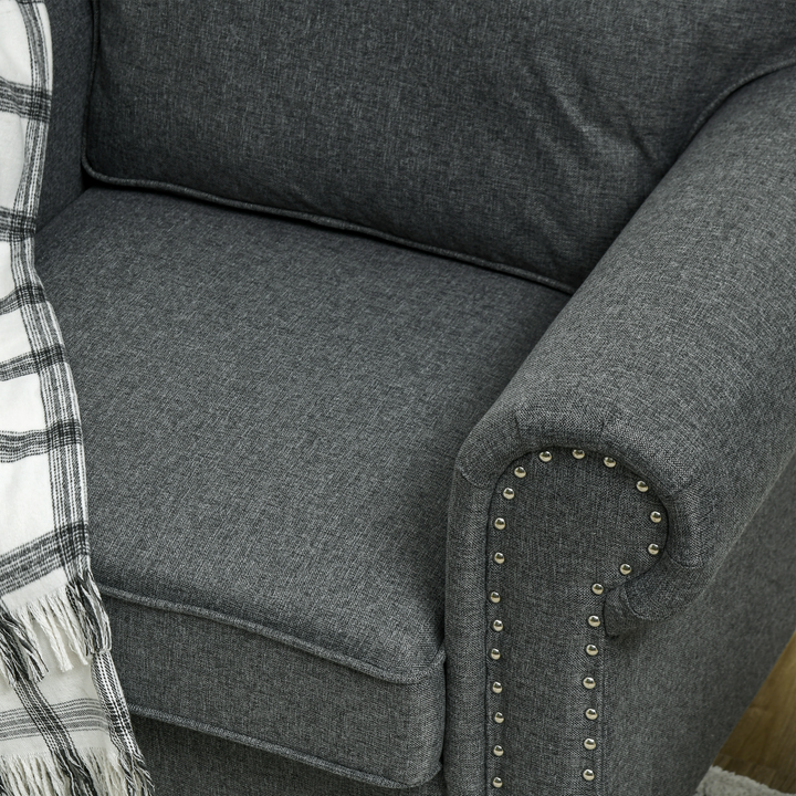 Mid-Century Armchair, Single Sofa with Pocket Springs, Dark Grey - Comfortable Living Room Furniture - Premium  from Home Treasures - Just £206.99! Shop now at Home Treasures