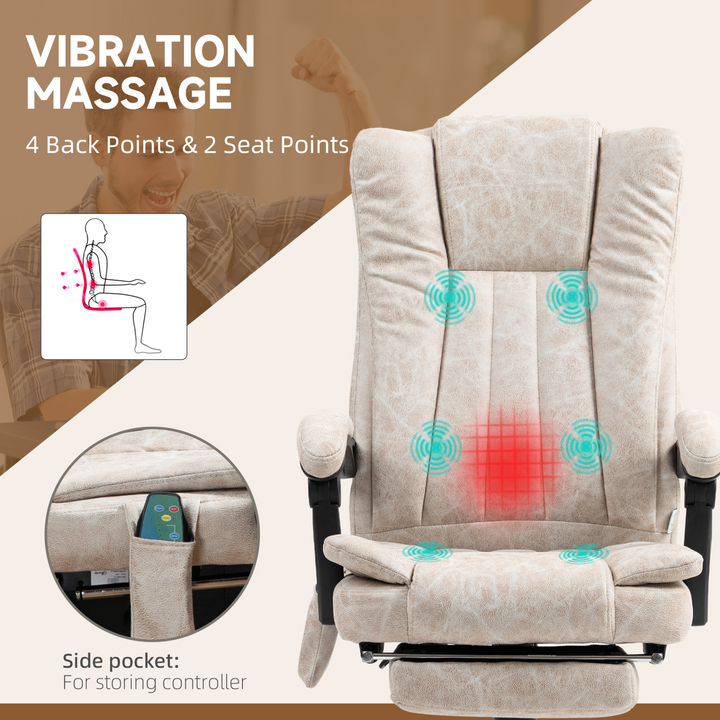 Vinsetto Cream White Massage Office Chair with Heat, Adjustable Height, and Footrest – Ultimate Comfort and Style - Premium  from Home Treasures - Just £188.99! Shop now at Home Treasures