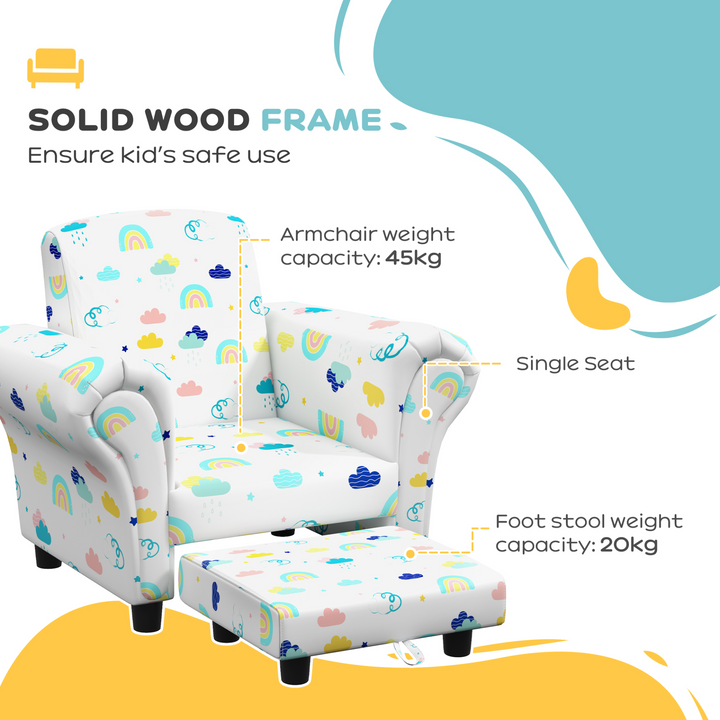 AIYAPLAY 2 Piece Kids Sofa Set: Cloud Design | Cozy Wooden Frame for Toddlers (1.5-3 Years) | White - Premium  from Home Treasures - Just £75.99! Shop now at Home Treasures