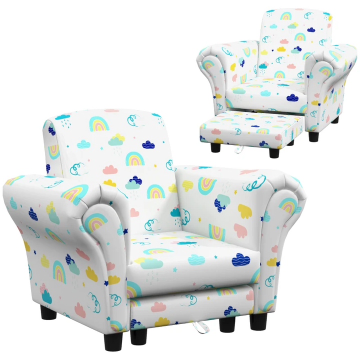 AIYAPLAY 2 Piece Kids Sofa Set: Cloud Design | Cozy Wooden Frame for Toddlers (1.5-3 Years) | White - Premium  from Home Treasures - Just £75.99! Shop now at Home Treasures