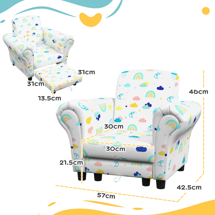 AIYAPLAY 2 Piece Kids Sofa Set: Cloud Design | Cozy Wooden Frame for Toddlers (1.5-3 Years) | White - Premium  from Home Treasures - Just £75.99! Shop now at Home Treasures