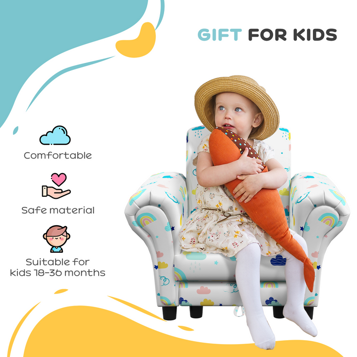 AIYAPLAY 2 Piece Kids Sofa Set: Cloud Design | Cozy Wooden Frame for Toddlers (1.5-3 Years) | White - Premium  from Home Treasures - Just £75.99! Shop now at Home Treasures