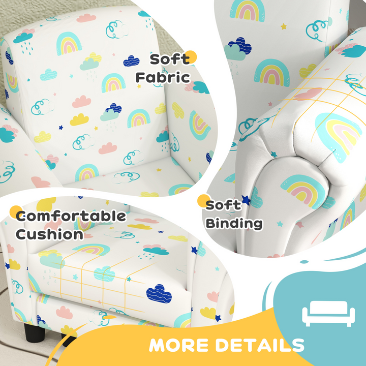 AIYAPLAY 2 Piece Kids Sofa Set: Cloud Design | Cozy Wooden Frame for Toddlers (1.5-3 Years) | White - Premium  from Home Treasures - Just £75.99! Shop now at Home Treasures