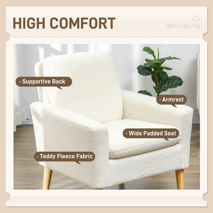 Modern Cream White Upholstered Accent Chair with Wood Legs - Teddy Occasional Armchair - Premium  from Home Treasures - Just £131.99! Shop now at Home Treasures