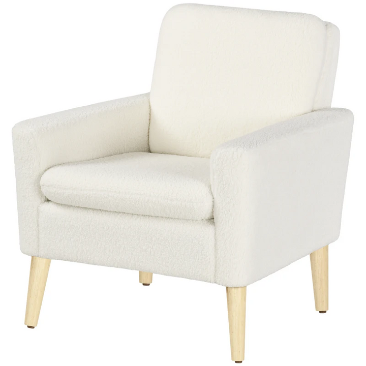 Modern Cream White Upholstered Accent Chair with Wood Legs - Teddy Occasional Armchair - Premium  from Home Treasures - Just £131.99! Shop now at Home Treasures