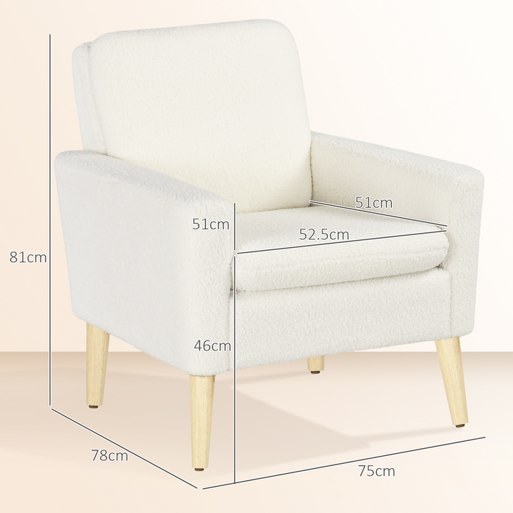 Modern Cream White Upholstered Accent Chair with Wood Legs - Teddy Occasional Armchair - Premium  from Home Treasures - Just £131.99! Shop now at Home Treasures