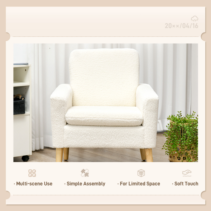 Modern Cream White Upholstered Accent Chair with Wood Legs - Teddy Occasional Armchair - Premium  from Home Treasures - Just £131.99! Shop now at Home Treasures