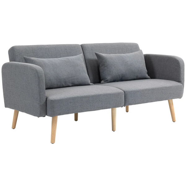 Grey 3-Seater Convertible Sofa Bed w/ Cushions - Modern Loveseat Couch for Living & Guest Room - Premium  from Home Treasures - Just £309.99! Shop now at Home Treasures