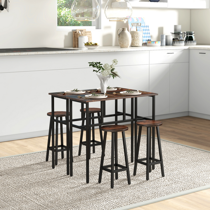 Rustic Brown Bar Table and Stools Set - Perfect for Kitchen & Living Room - Premium  from Home Treasures - Just £158.99! Shop now at Home Treasures