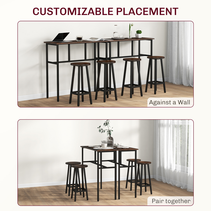 Rustic Brown Bar Table and Stools Set - Perfect for Kitchen & Living Room - Premium  from Home Treasures - Just £158.99! Shop now at Home Treasures