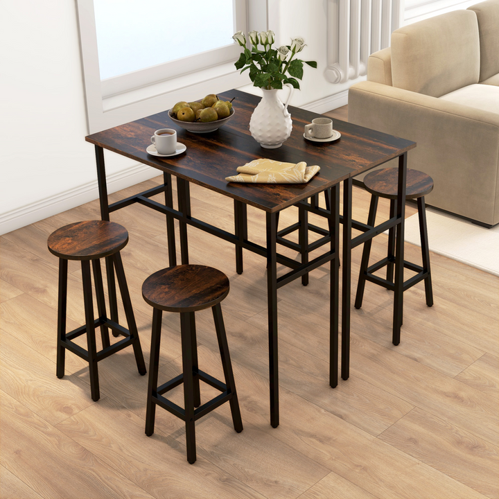 Rustic Brown Bar Table and Stools Set - Perfect for Kitchen & Living Room - Premium  from Home Treasures - Just £158.99! Shop now at Home Treasures