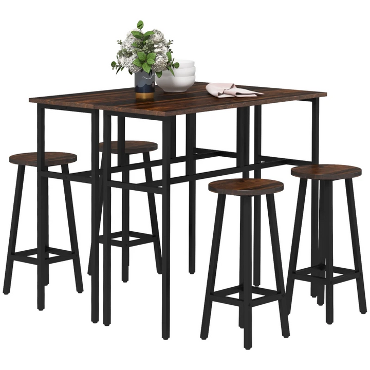 Rustic Brown Bar Table and Stools Set - Perfect for Kitchen & Living Room - Premium  from Home Treasures - Just £158.99! Shop now at Home Treasures