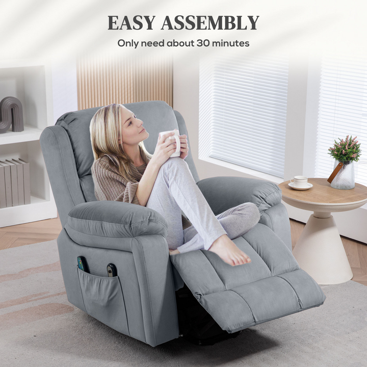 Ultimate Comfort Power Lift Recliner Chair with Vibration Massage, Heat, and Side Pocket in Grey - Premium  from Home Treasures - Just £398.99! Shop now at Home Treasures