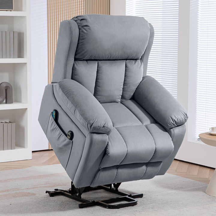 Ultimate Comfort Power Lift Recliner Chair with Vibration Massage, Heat, and Side Pocket in Grey - Premium  from Home Treasures - Just £398.99! Shop now at Home Treasures