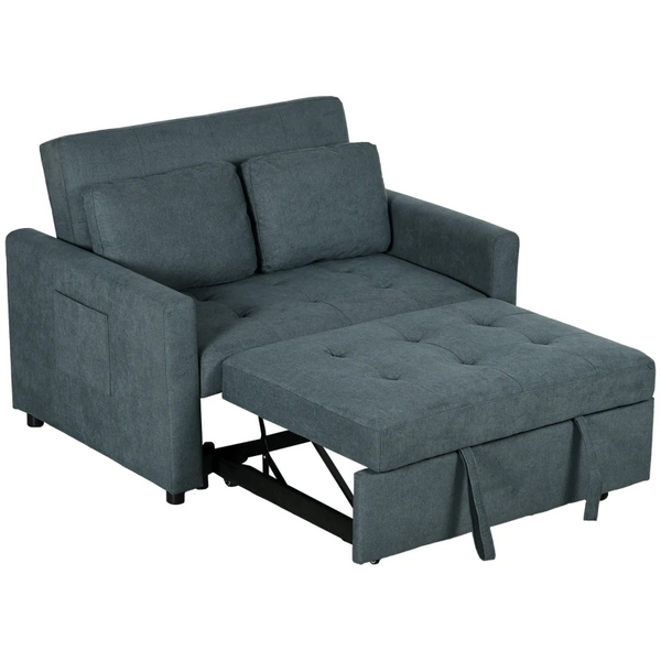 Convertible Loveseat Sofa Bed w/ Cushions and Side Pockets in Charcoal Grey – Versatile Two-Seater for Day & Night Use - Premium  from Home Treasures - Just £515.99! Shop now at Home Treasures