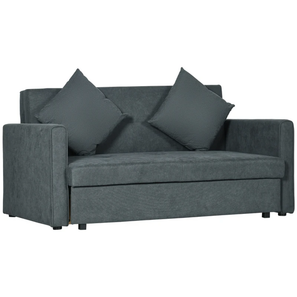 2 Seater Sofa Bed - Convertible Loveseat w/ Hidden Storage, Modern Dark Grey Couch with Cushions - Premium  from Home Treasures - Just £427.99! Shop now at Home Treasures