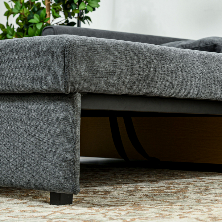 2 Seater Sofa Bed - Convertible Loveseat with Hidden Storage, Modern Dark Grey Couch with Cushions - Premium  from Home Treasures - Just £485.99! Shop now at Home Treasures