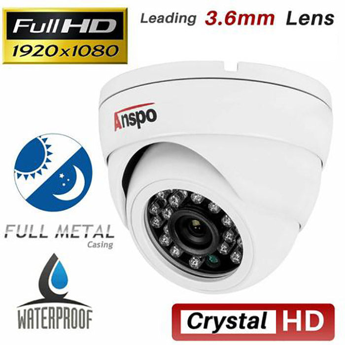 ANSPO 2MP Full HD 1080P Dome CCTV Camera with Night Vision & 10M Cable - Ideal for Home and Office Surveillance - Premium  from Home Treasures - Just £31.99! Shop now at Home Treasures