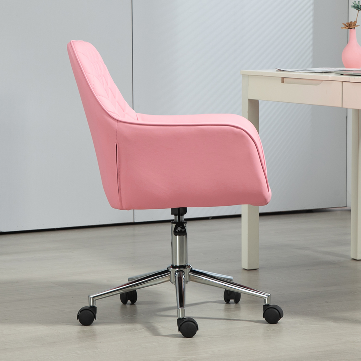 Pink Leather-Feel Office Desk Chair - Adjustable Height, Swivel, Rolling Wheels for Home & Office - Premium  from Home Treasures - Just £85.99! Shop now at Home Treasures