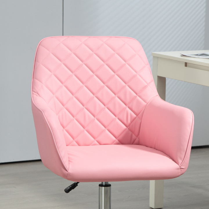 Pink Leather-Feel Office Desk Chair - Adjustable Height, Swivel, Rolling Wheels for Home & Office - Premium  from Home Treasures - Just £85.99! Shop now at Home Treasures