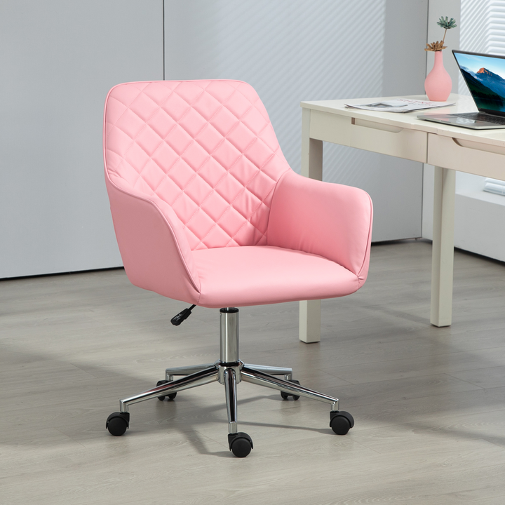 Pink Leather-Feel Office Desk Chair - Adjustable Height, Swivel, Rolling Wheels for Home & Office - Premium  from Home Treasures - Just £85.99! Shop now at Home Treasures