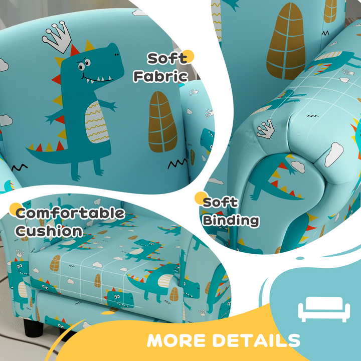 Charming 2 Piece Children's Sofa Set with Dinosaur Design for Toddlers, Blue - AIYAPLAY - Premium  from Home Treasures - Just £83.99! Shop now at Home Treasures