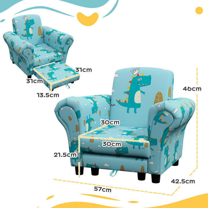 Charming 2 Piece Children's Sofa Set with Dinosaur Design for Toddlers, Blue - AIYAPLAY - Premium  from Home Treasures - Just £83.99! Shop now at Home Treasures