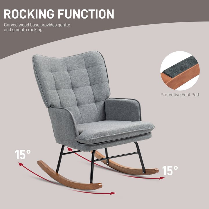 Mid-Century Modern Rocking Chair and Ottoman Set in Grey – Stylish & Comfortable - Premium  from Home Treasures - Just £145.99! Shop now at Home Treasures