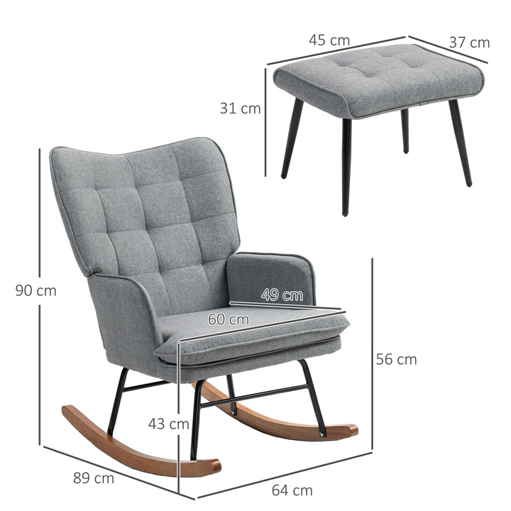 Mid-Century Modern Rocking Chair and Ottoman Set in Grey – Stylish & Comfortable - Premium  from Home Treasures - Just £145.99! Shop now at Home Treasures