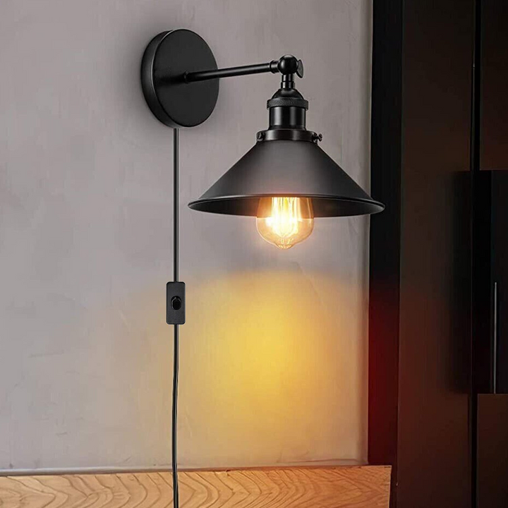 Modern E27 Indoor Metal Wall Sconce Light - Plug-in Design with Dimmable Switch for Bedroom & Living Room - Premium  from Home Treasures - Just £23.99! Shop now at Home Treasures