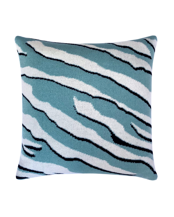 Wild Tiger Wool & Cashmere Knitted Cushion in Turquoise - Luxuriously Soft and Eco-Friendly - Premium  from Home Treasures - Just £44.99! Shop now at Home Treasures