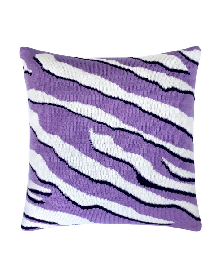 Wild Tiger Wool & Cashmere Knitted Cushion Lilac - Ultra Soft, Luxurious, & Eco-friendly - Premium  from Home Treasures - Just £44.99! Shop now at Home Treasures