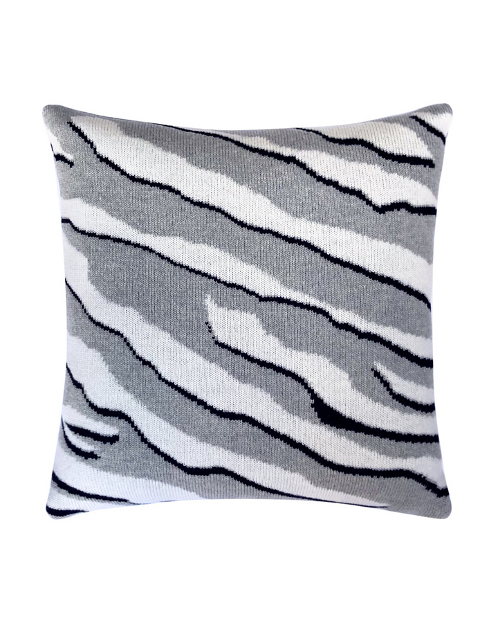 Luxurious Wild Tiger Wool & Cashmere Knit Cushion - Grey, Eco-Friendly & Handcrafted in London - Premium  from Home Treasures - Just £44.99! Shop now at Home Treasures