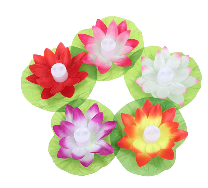 5 Pcs Multicolor Lotus Flower Floating Candles - Elegant Paraffin Wax Scented Candles for Home Decor, Weddings, and Spa - Premium  from Home Treasures - Just £18.99! Shop now at Home Treasures