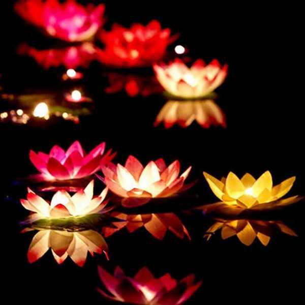 5 Pcs Multicolor Lotus Flower Floating Candles - Elegant Paraffin Wax Scented Candles for Home Decor, Weddings, and Spa - Premium  from Home Treasures - Just £18.99! Shop now at Home Treasures