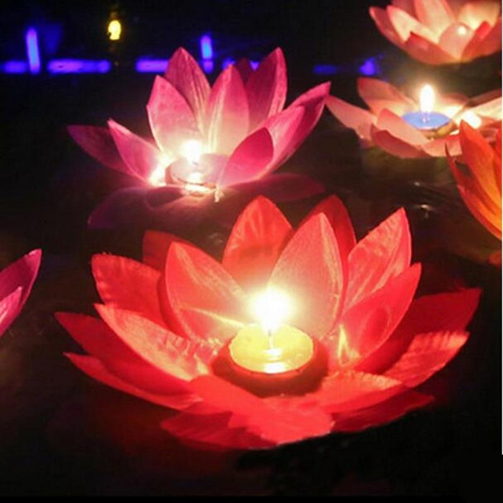 5 Pcs Multicolor Lotus Flower Floating Candles - Elegant Paraffin Wax Scented Candles for Home Decor, Weddings, and Spa - Premium  from Home Treasures - Just £18.99! Shop now at Home Treasures