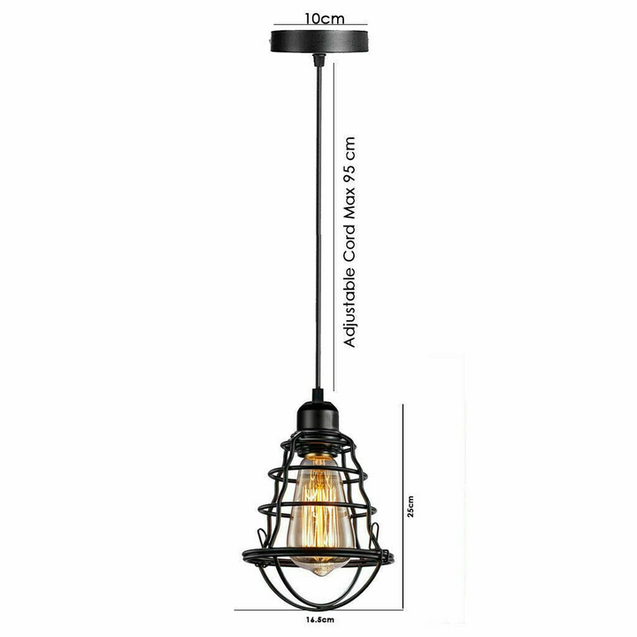 Vintage Modern Black Hanging Pendant Light - Adjustable 95cm Wire - Ideal for Kitchen, Bedroom, and Living Room - Premium  from Home Treasures - Just £19.99! Shop now at Home Treasures