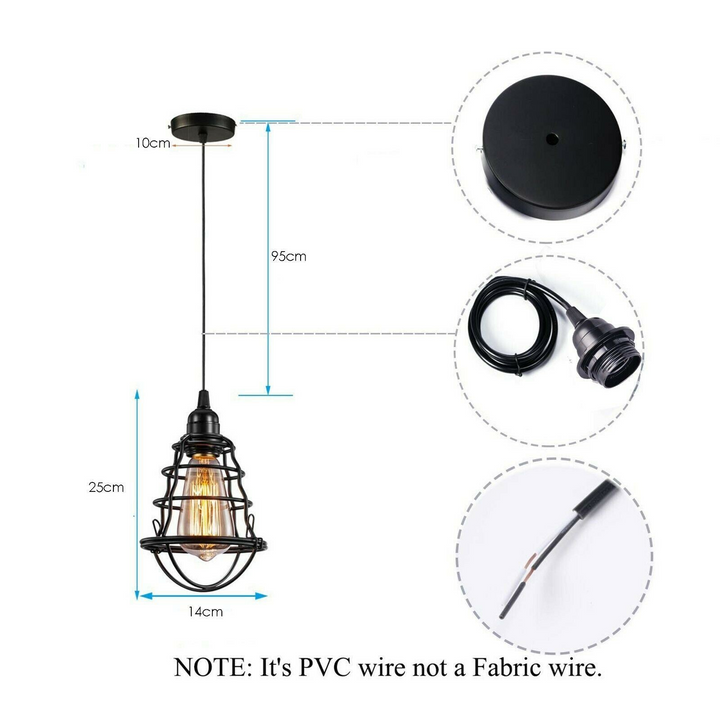 Vintage Modern Black Hanging Pendant Light - Adjustable 95cm Wire - Ideal for Kitchen, Bedroom, and Living Room - Premium  from Home Treasures - Just £19.99! Shop now at Home Treasures