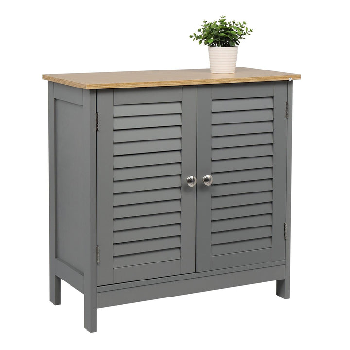 MDF Paged Doors Bathroom Cabinet (Grey) - Premium  from Home Treasures - Just £89.99! Shop now at Home Treasures