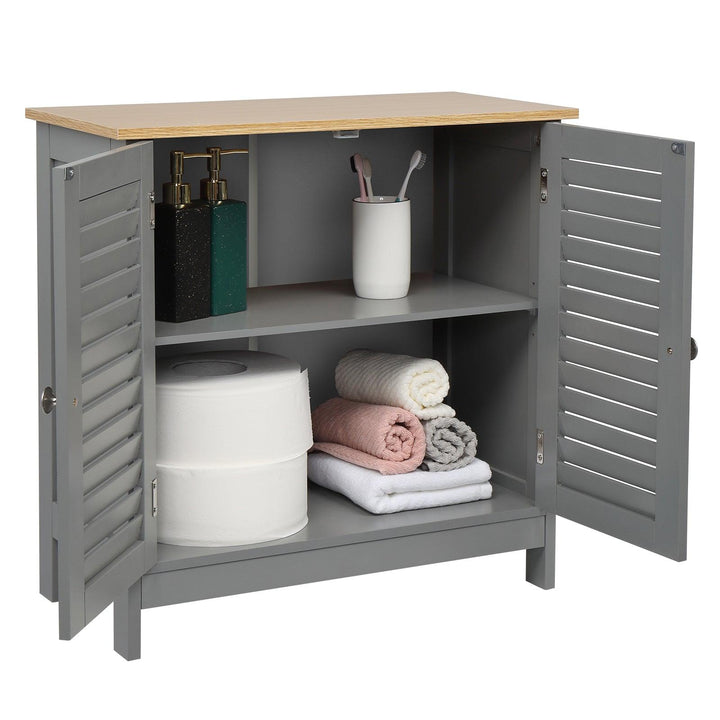 MDF Paged Doors Bathroom Cabinet (Grey) - Premium  from Home Treasures - Just £89.99! Shop now at Home Treasures