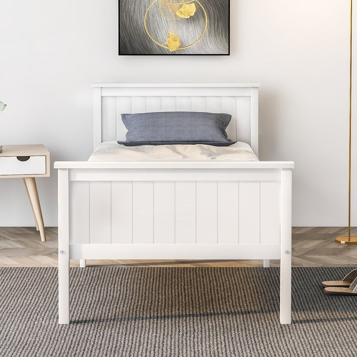 Children's Pine Wood Bed Frame w/ Headboard & Footboard (Ivory) 90 x 190cm - Premium Beds, Frames &amp; Bases from Home Treasures - Just £183.44! Shop now at Home Treasures