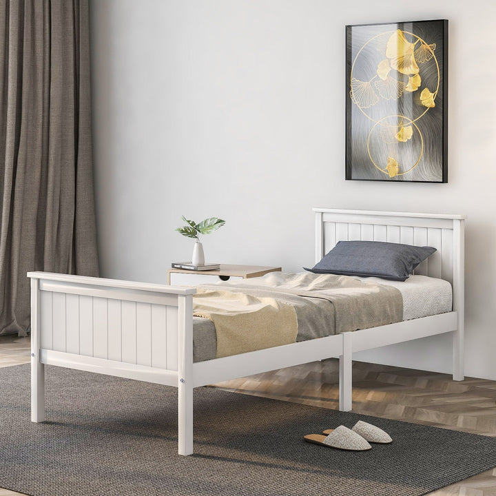 Children's Pine Wood Bed Frame w/ Headboard & Footboard (Ivory) 90 x 190cm - Premium Beds, Frames &amp; Bases from Home Treasures - Just £183.44! Shop now at Home Treasures