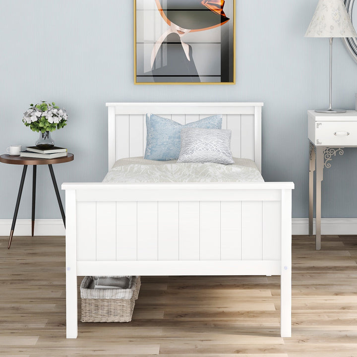 Children's Pine Wood Bed Frame w/ Headboard & Footboard (Ivory) 90 x 190cm - Premium Beds, Frames &amp; Bases from Home Treasures - Just £183.44! Shop now at Home Treasures