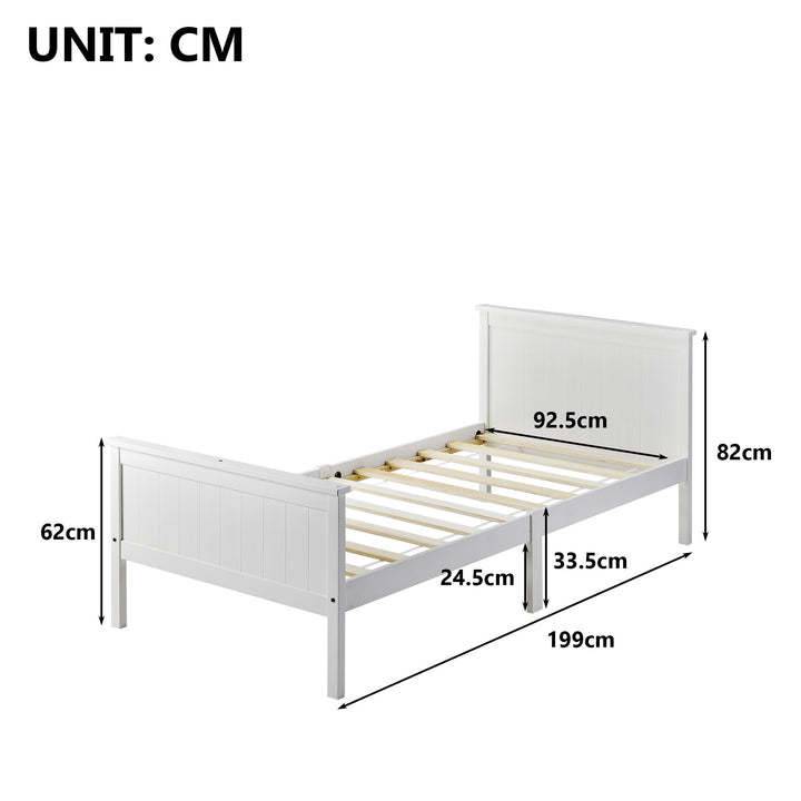 Children's Pine Wood Bed Frame w/ Headboard & Footboard (Ivory) 90 x 190cm - Premium Beds, Frames &amp; Bases from Home Treasures - Just £183.44! Shop now at Home Treasures